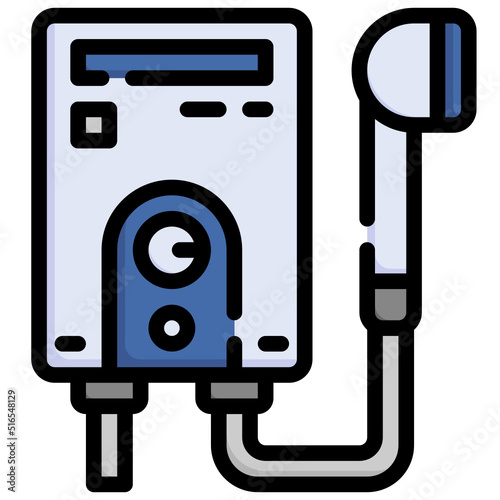 WATER HEATER filled outline icon,linear,outline,graphic,illustration