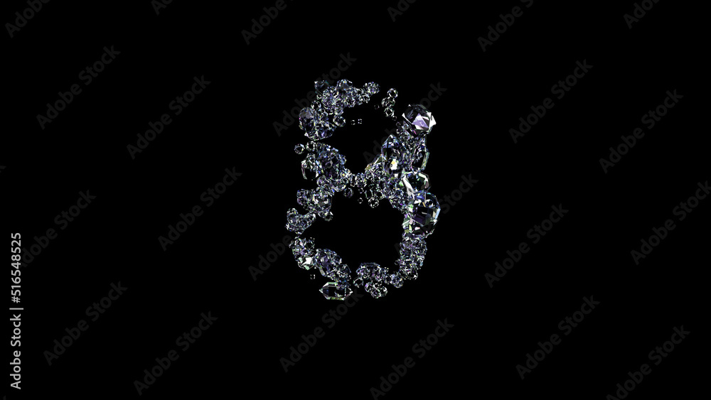 crystal glowing clear brilliants number 8 on black, isolated - object 3D illustration crystal glowing clear brilliants number 8 on black, isolated - object 3D illustration