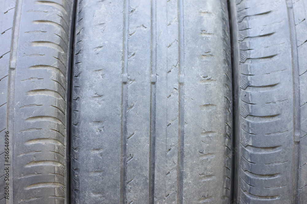 Fototapeta premium Old summer tire close-up
