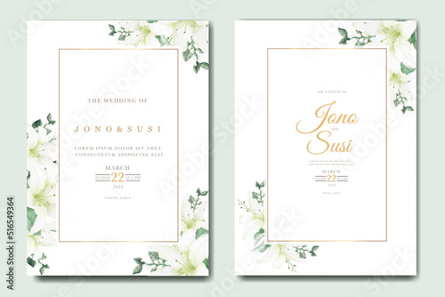 Watercolor Lily Floral Wedding Invitation card 