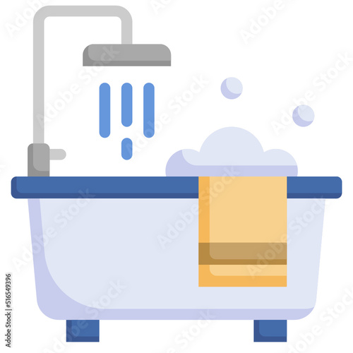 BATHTUB flat icon,linear,outline,graphic,illustration