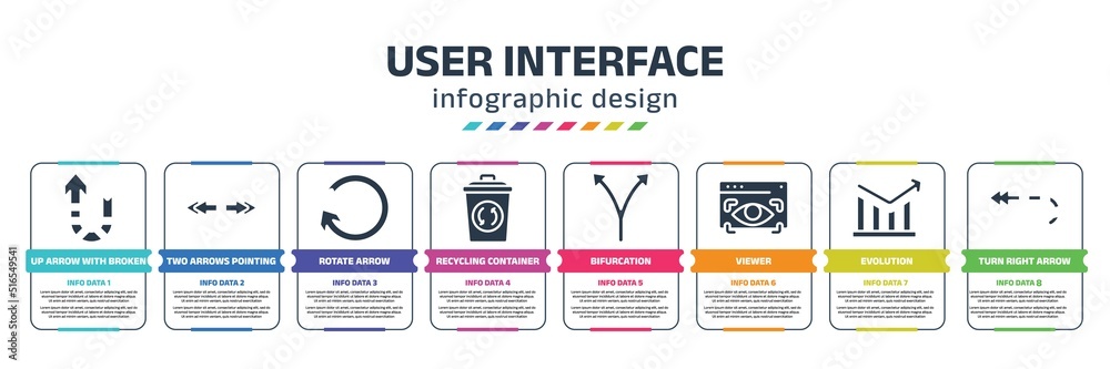 user interface infographic design template with up arrow with broken ...