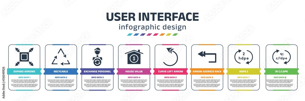 user interface infographic design template with expand arrows ...