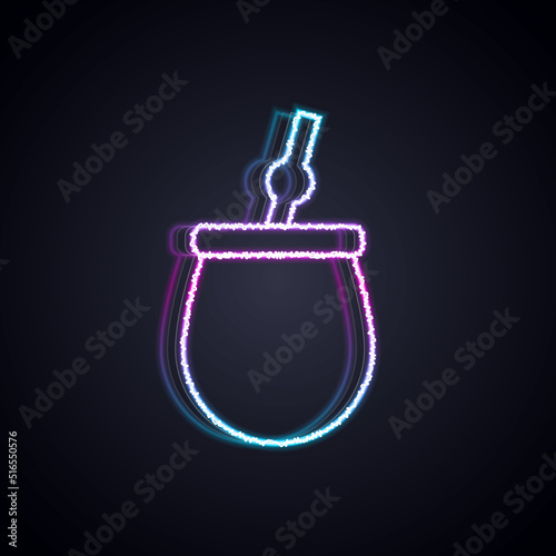 Glowing neon line Mate tea icon isolated on black background. Vector