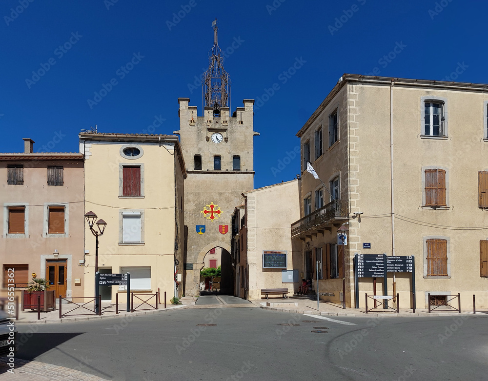 Le centre du village de La Palme, Aude, Languedoc, Occitanie, France.