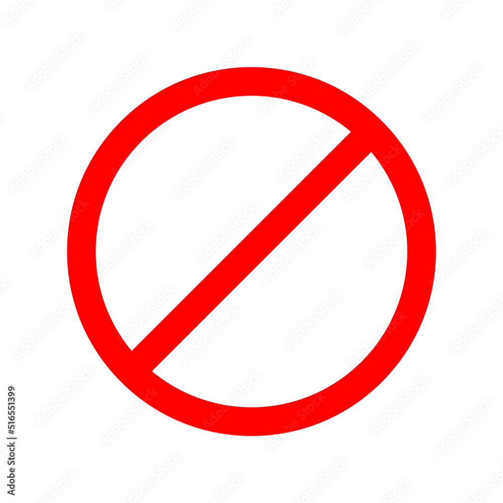 Prohibition symbol or sign. Red warning icon without symbols isolated on white background. Vector illustration Prohibition symbol or sign. Red warning icon without symbols isolated on white background. Vector illustration