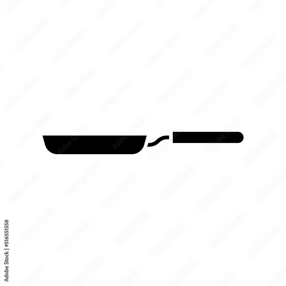 Frying pan icon, full black. Vector illustration, suitable for content design, website, poster, banner, menu, or video editing needs Frying pan icon, full black. Vector illustration, suitable for content design, website, poster, banner, menu, or video editing needs