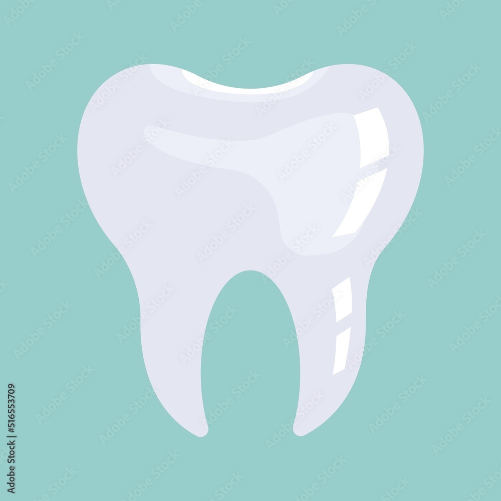 Shiny, healthy tooth vector icon.Tooth icon, Teeth sign. Dental care logo, Dental clinic icon. Vector flat illustration