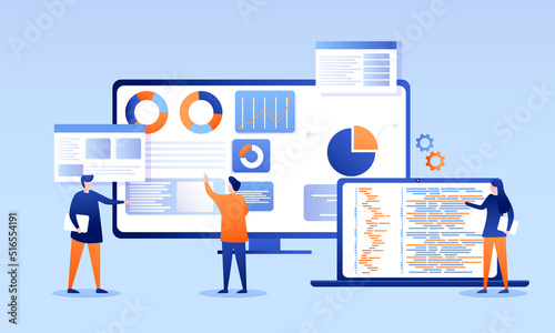 Web design and mobile application design process concept. Web Design, Ui Development and Digital Marketing. Easy to edit and customize. Vector illustration concepts for websites set EPS 10