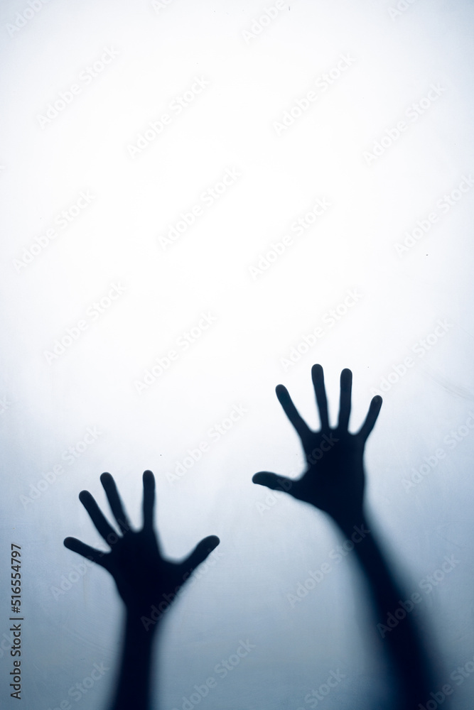 Composition of shape of two black hands on white background