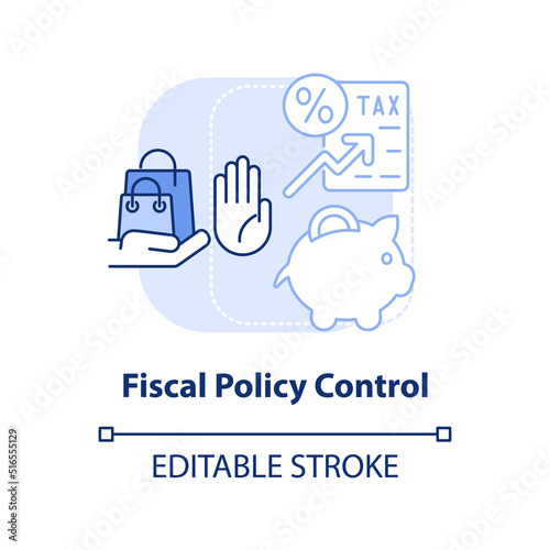 Fiscal policy control light blue concept icon. Higher tax rate. Controlling inflation abstract idea thin line illustration. Isolated outline drawing. Editable stroke. Arial, Myriad Pro-Bold fonts used