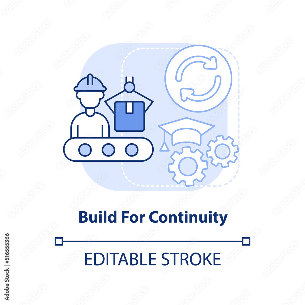 Build for continuity light blue concept icon. Dealing with inflation in business abstract idea thin line illustration. Isolated outline drawing. Editable stroke. Arial, Myriad Pro-Bold fonts used