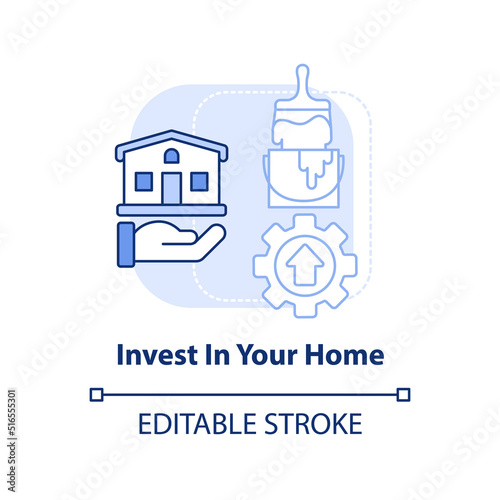 Invest in your home light blue concept icon. Protecting money during inflation abstract idea thin line illustration. Isolated outline drawing. Editable stroke. Arial, Myriad Pro-Bold fonts used