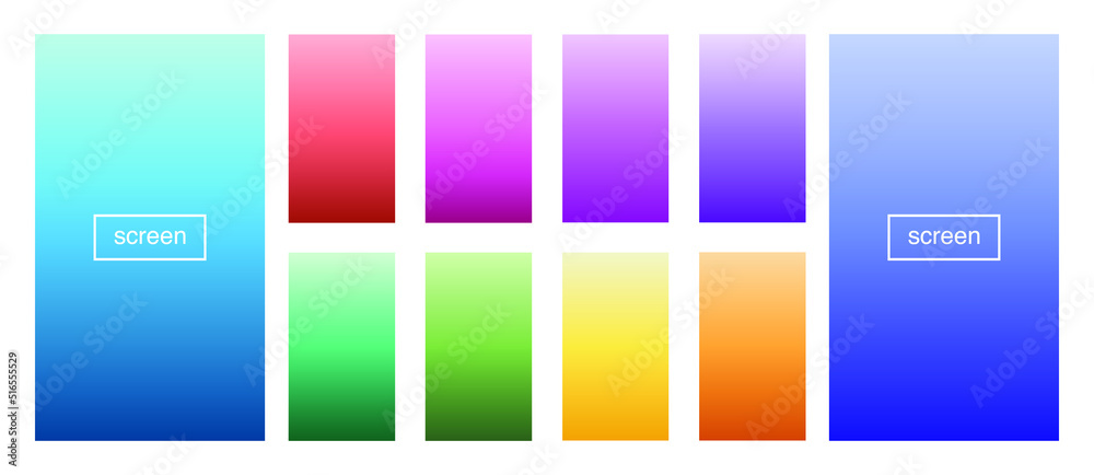 Soft color gradient background. Abstract, blue, bright, pink, green, red, violet, turquoise, yellow, UI UX template. Modern screen vector design for mobile app. EPS 10.
