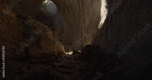 God's Eyes - erosion openings in Prohodna cave - a karst cave in north central Bulgaria, part of the Iskar-Panega geological park.