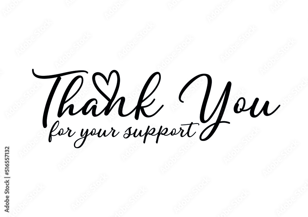 thank you for your support black text design vector.