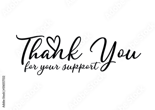thank you for your support black text design vector.