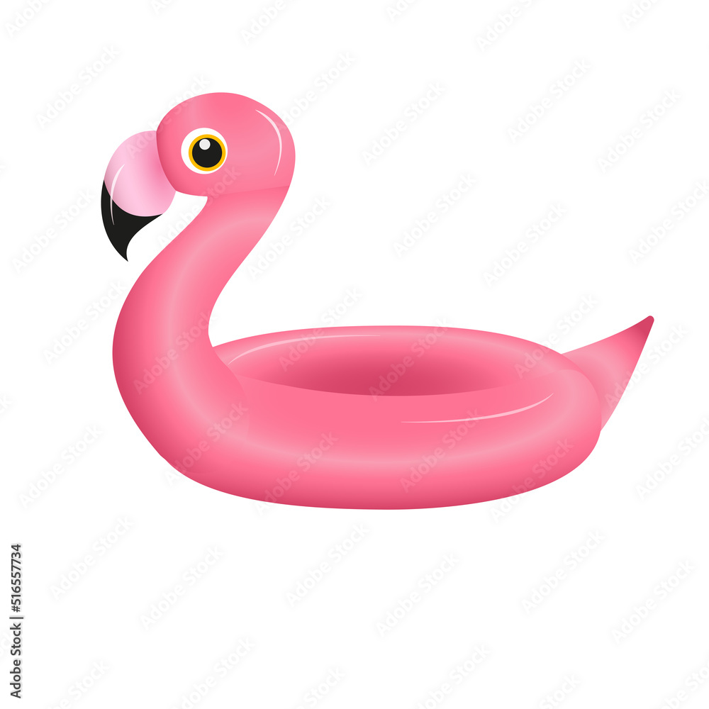Vector illustration of pink flamingo lifebuoy isolated on a white background. Flat style colorful flamingo swimming ring illustration. Cartoon rubber pink bird icon. Vector illustration of pink flamingo lifebuoy isolated on a white background. Flat style colorful flamingo swimming ring illustration. Cartoon rubber pink bird icon.