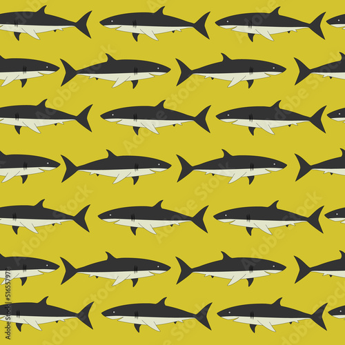 Seamless vector pattern on the theme of sharks.