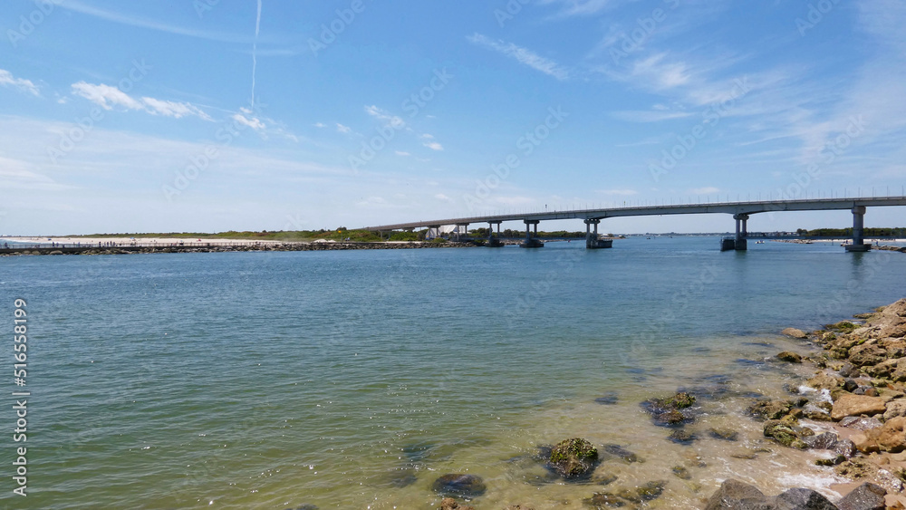 Bridge Connects Between North and South Sides of Sebastian Inlet Where Atlantic Ocean and Indian River Meet Bridge Connects Between North and South Sides of Sebastian Inlet Where Atlantic Ocean and Indian River Meet