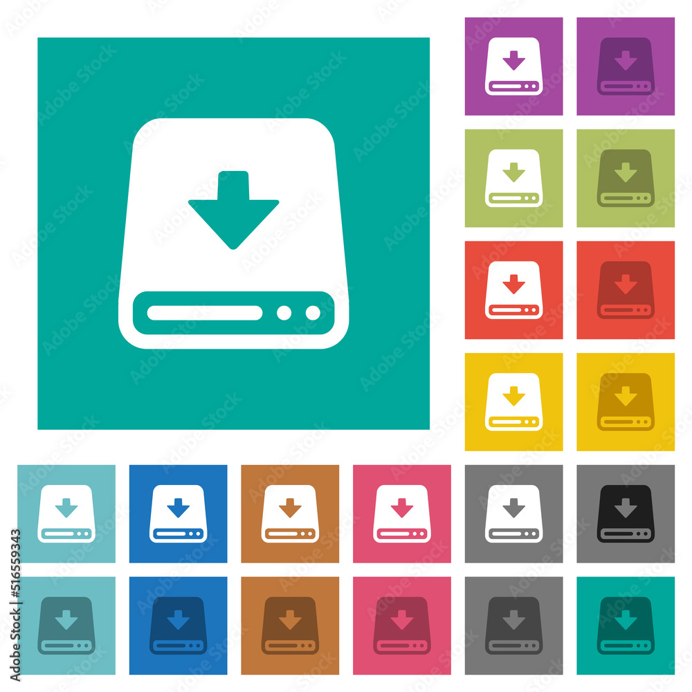 Download to hard disk square flat multi colored icons Download to hard disk square flat multi colored icons