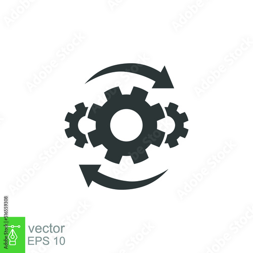 Operation process icon. Project asset implement, effective and efficient production, business concept. Gear and arrow, support, industry technology innovation. Vector illustration isolated. EPS 10