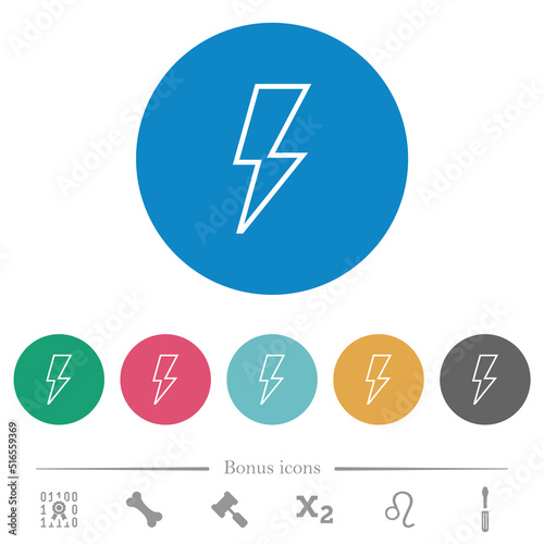 Flash outline flat round icons