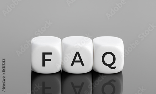 FAQ or frequently asked question concept. White blocks shape with text. Copy space