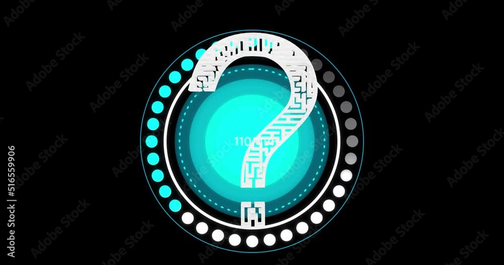Animation of question mark over speedometer on black background Animation of question mark over speedometer on black background
