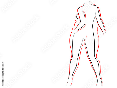 Vector conceptual fat overweight obese female vs slim fit healthy body after weight loss or diet with muscles thin young woman isolated. Fitness, nutrition or fatness obesity, health silhouette shape