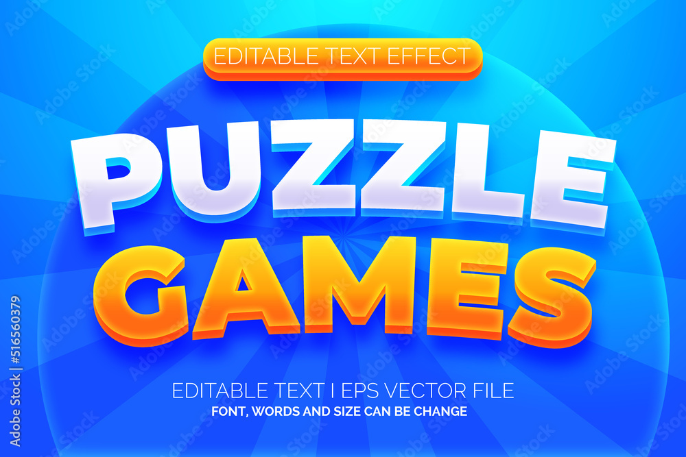 puzzle games text effect, editable game logo text style 