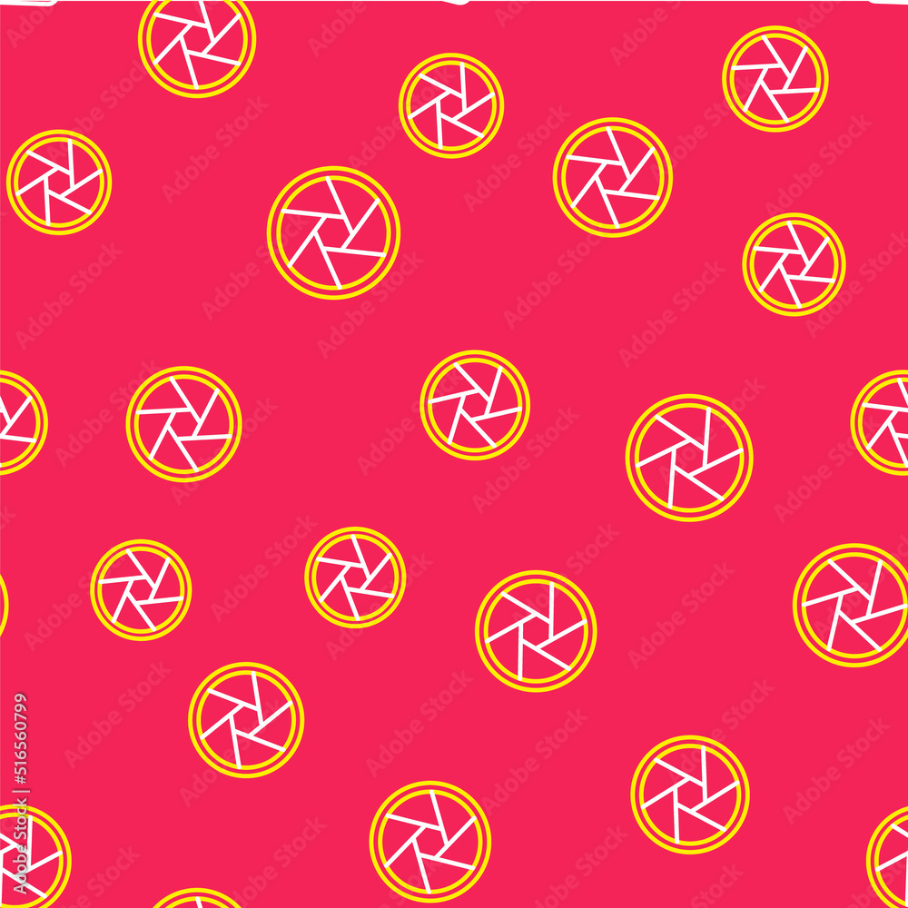 Line Camera shutter icon isolated seamless pattern on red background. Vector Line Camera shutter icon isolated seamless pattern on red background. Vector