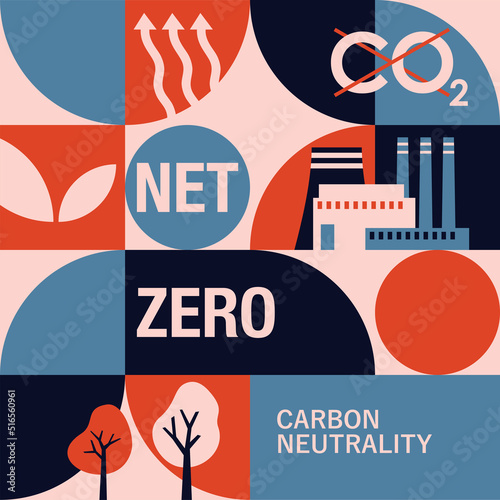 Net-zero CO2 neutral in vintage pattern style