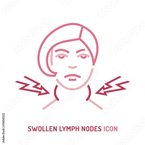 Swollen lymph nodes icon. Editable vector illustration