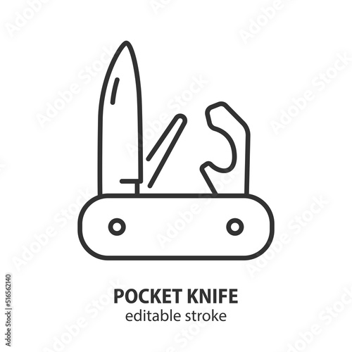 Pocket knife line icon. Multi knife vector sign. Editable stroke.
