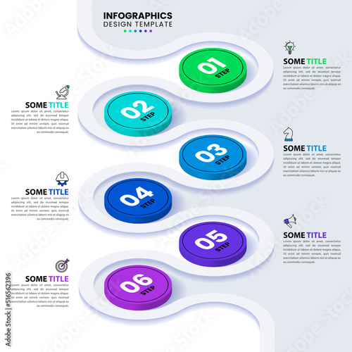 Infographic template. Isometric path with 6 steps