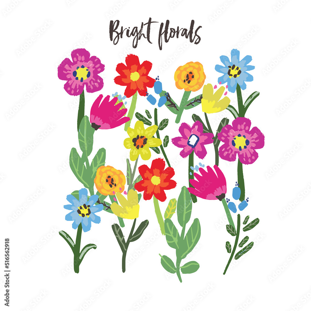 Vector florals. Bright flower background. Bitanical illustration