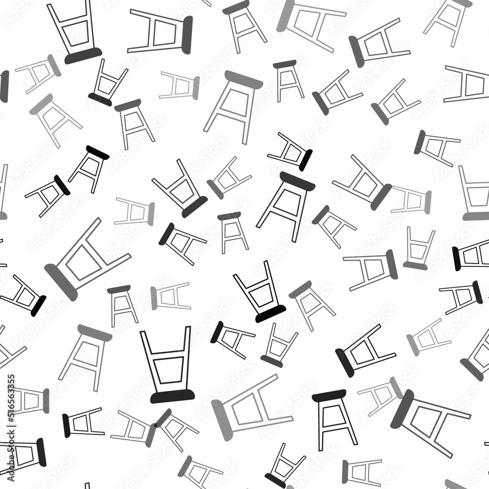 Black Chair icon isolated seamless pattern on white background. Vector