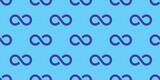 pattern. Infinity sign is blue, isolated on pastel blue backgrounds. Symbol of infinity. Banner for insertion into site. 3D image. 3d rendering