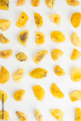 Dried passion fruit isolated on a white background.