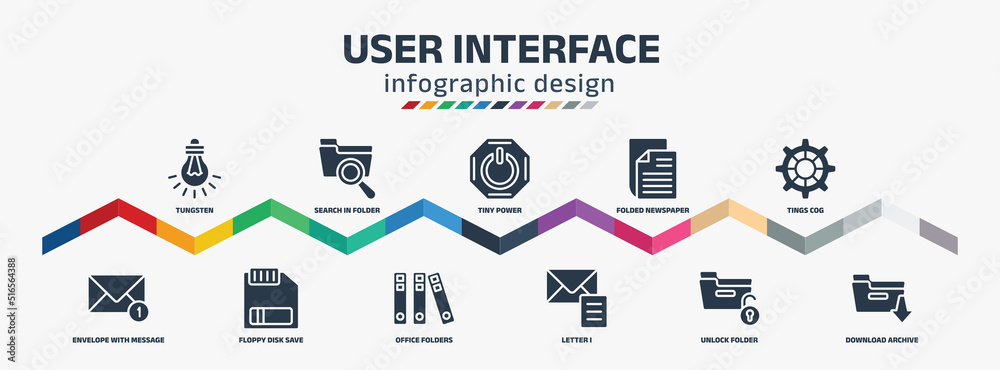 user interface infographic design template with tungsten, envelope with ...