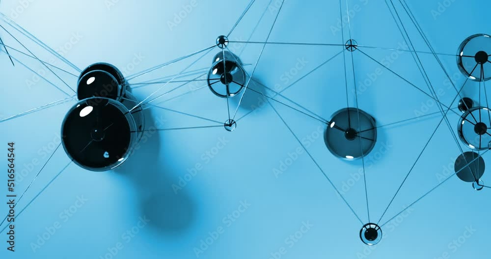 Animation of network of connections over blue background Animation of network of connections over blue background