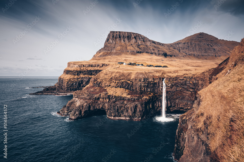 Cliffs & Waterfall , Faroe Islands