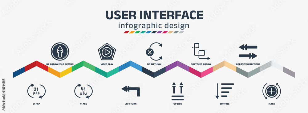 user interface infographic design template with up arrow fold button ...