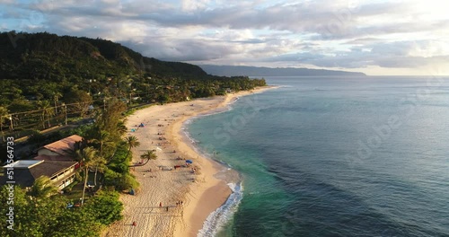 Aerial view of Sunset Beach on Oahu's north shore photo