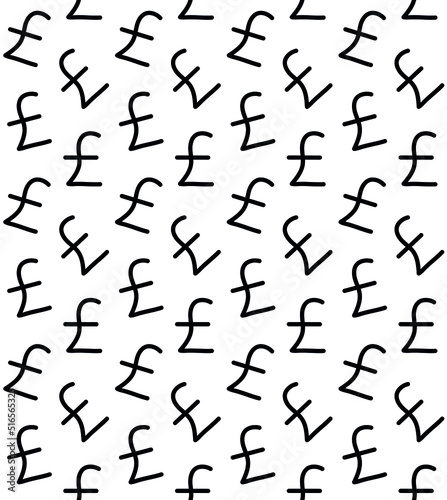 Vector seamless pattern of hand drawn doodle sketch pound sterling sign isolated on white background