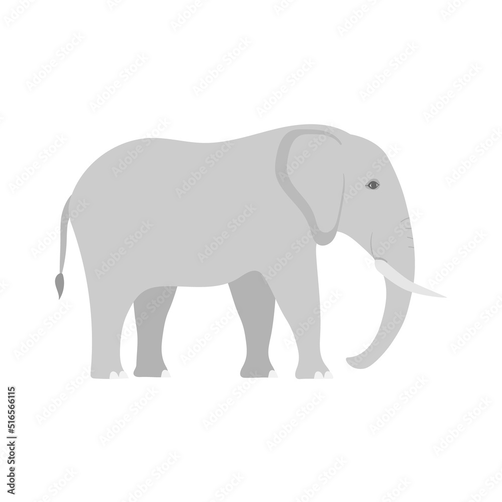 Naklejka premium Vector flat hand drawn elephant isolated on white background