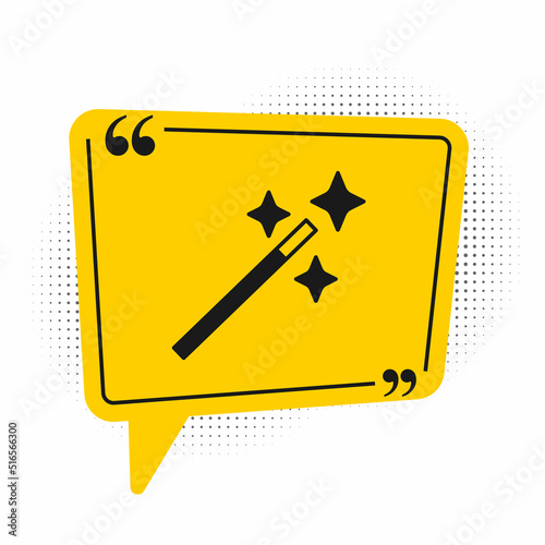 Black Photo retouching icon isolated on white background. Photographer, photography, retouch icon. Yellow speech bubble symbol. Vector