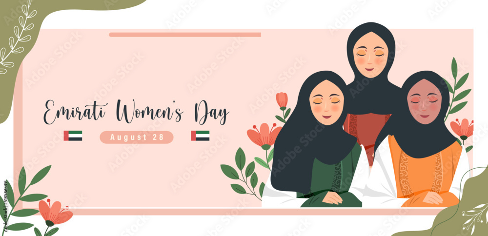 Emirates Women's Day Design with Female with Hijab Vector Illustration ...