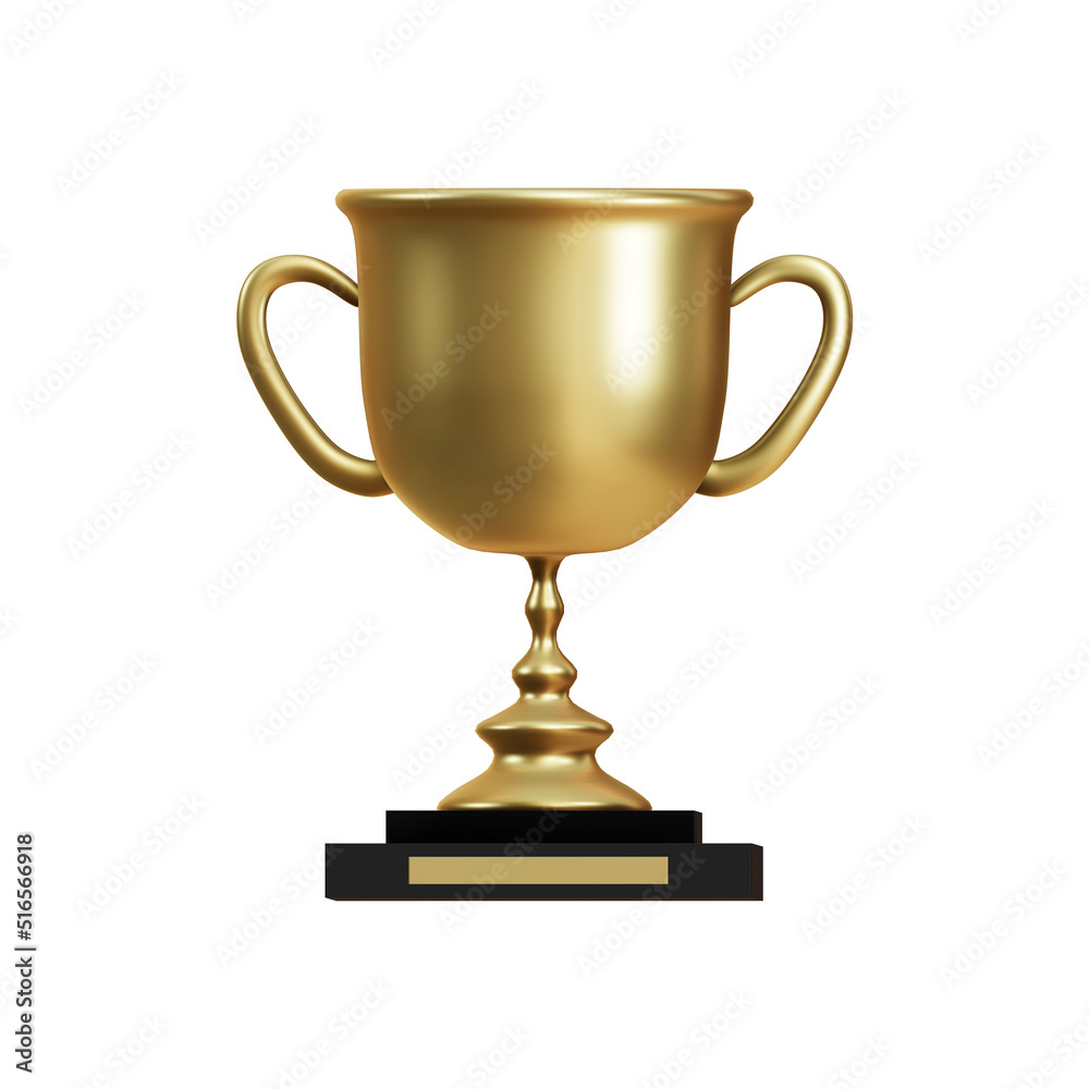 Champion gold cup 3d render , with clipping path , isolated on white background , 3D Rendering illustration Champion gold cup 3d render , with clipping path , isolated on white background , 3D Rendering illustration